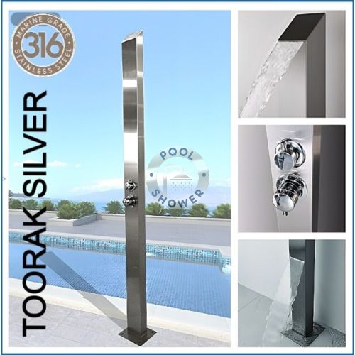 Toorak Silver 316L Marine Grade Stainless Steel Outdoor Indoor Waterfall Pool Shower