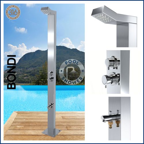 Bondi Silver 316L Marine Grade WATERMARK REGISTERED Stainless Steel Outdoor Indoor Pool Shower