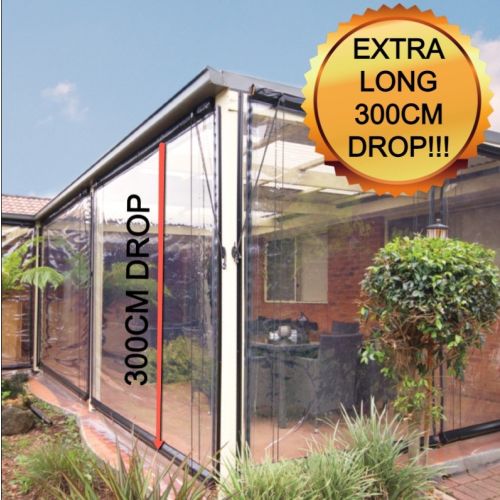 EXTRA LONG 300cm DROP Clear Bistro Cafe Patio Verandah Outdoor Blinds